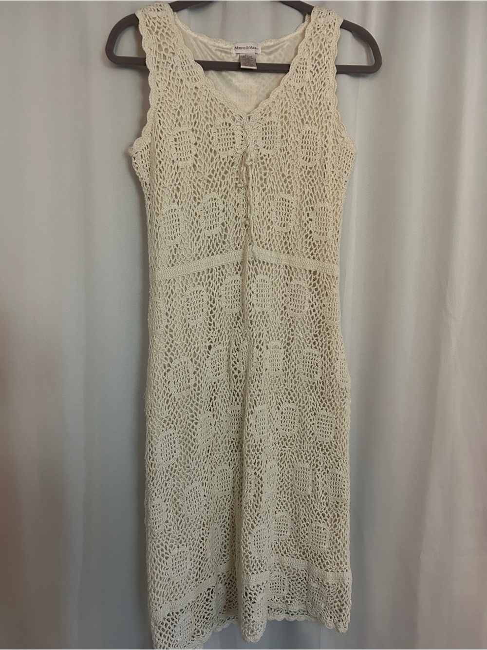 Monroe and Main Vintage Crochet Sleeveless Midi Dress Lined XL